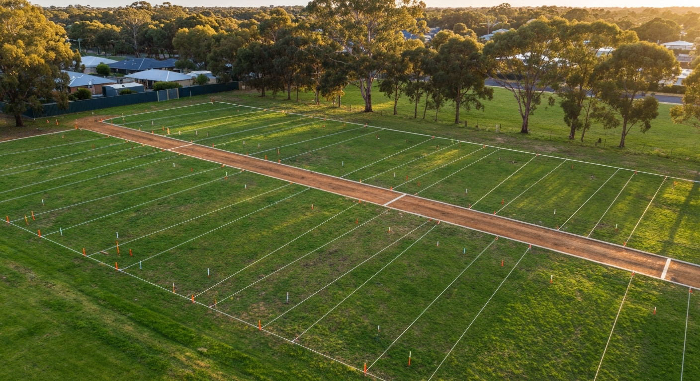 Aerial view of residential land subdivision in Adelaide